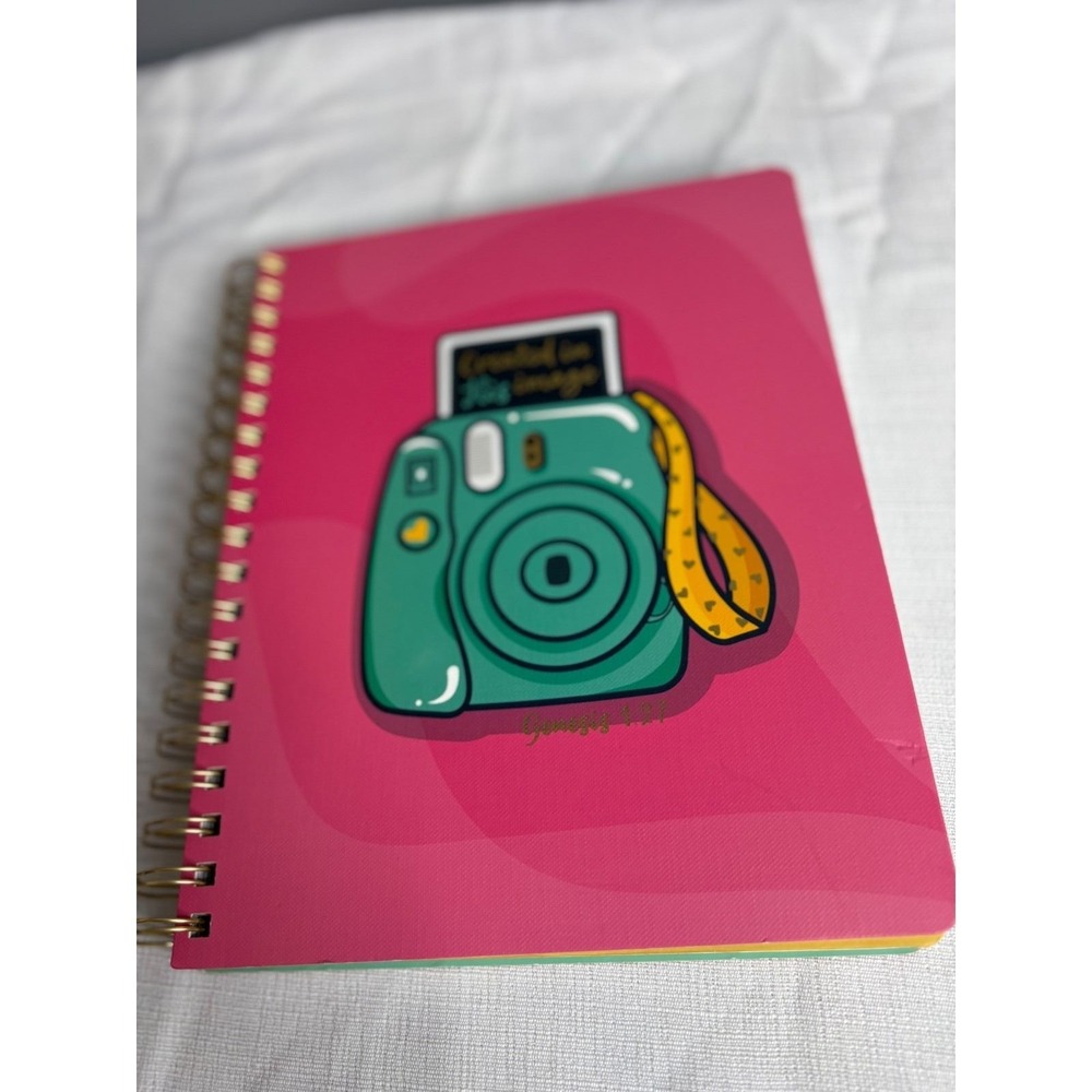 The Gracious Maker Created in His Image Camera Spiral Journal Pink Notebook